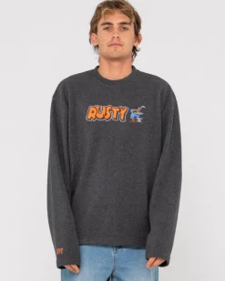 Store Party Of One Embroidered Rib Crew Mens Hoodies & Fleece