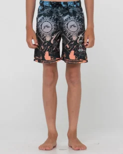 Discount Paste Up Printed Elastic Boardshort Boys Kids Boardshorts