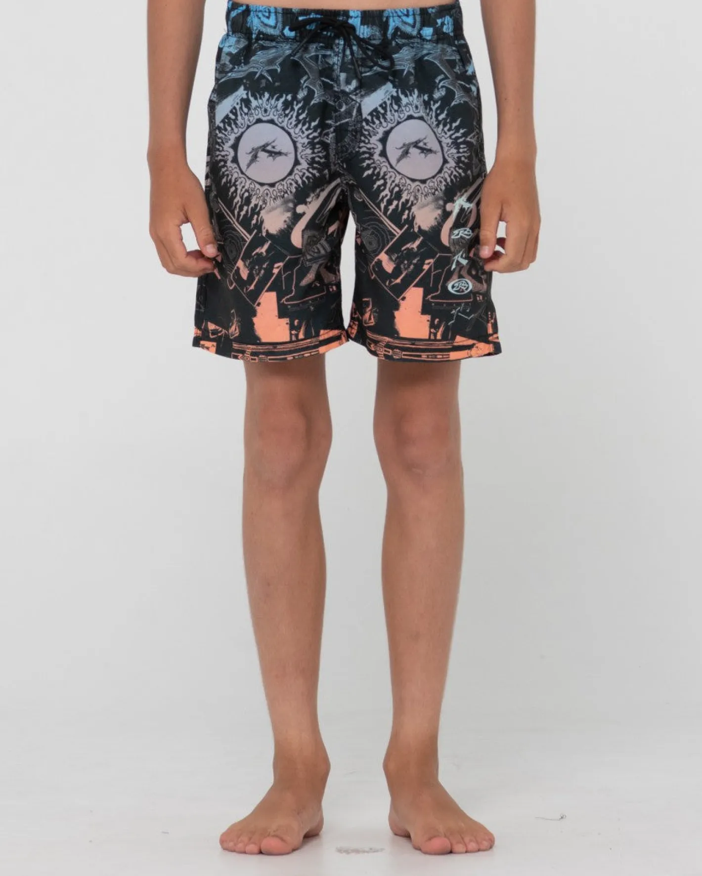 Discount Paste Up Printed Elastic Boardshort Boys Kids Boardshorts