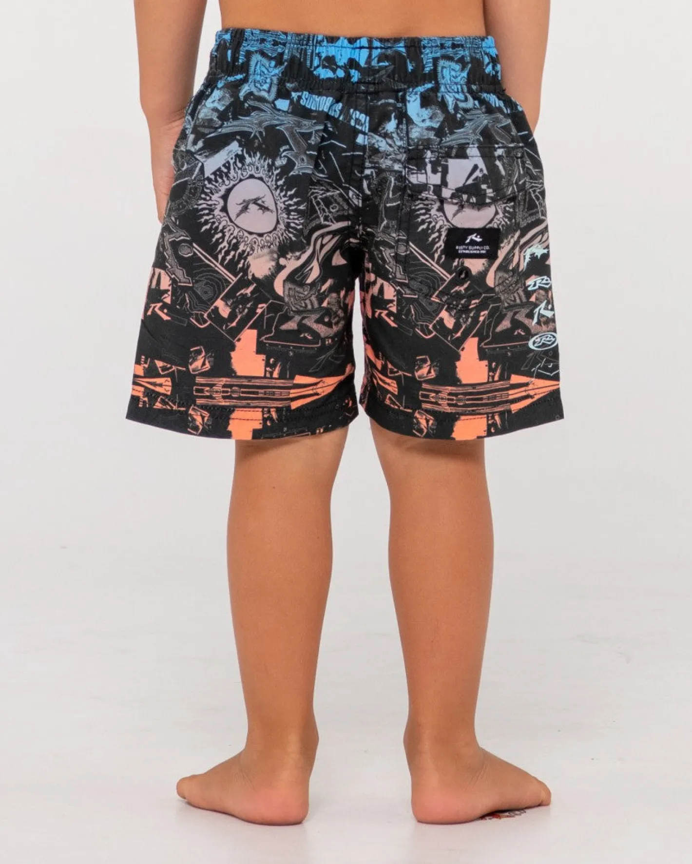 Best Paste Up Printed Elastic Boardshort Runts Kids Boardshorts