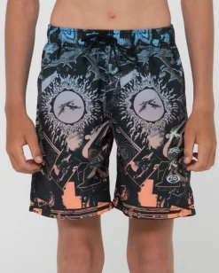 Discount Paste Up Printed Elastic Boardshort Boys Kids Boardshorts