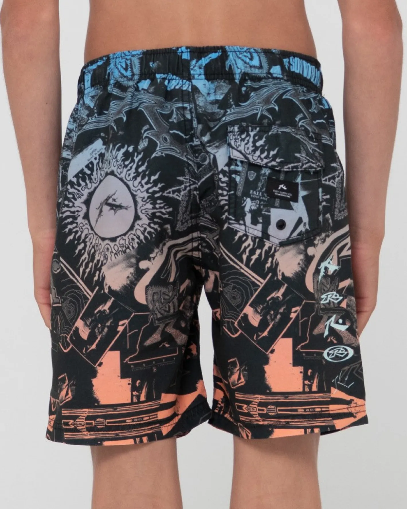 Discount Paste Up Printed Elastic Boardshort Boys Kids Boardshorts