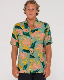 Fashion Pastel Paradise Relaxed Fit Short Sleeve Shirt Mens Shirts