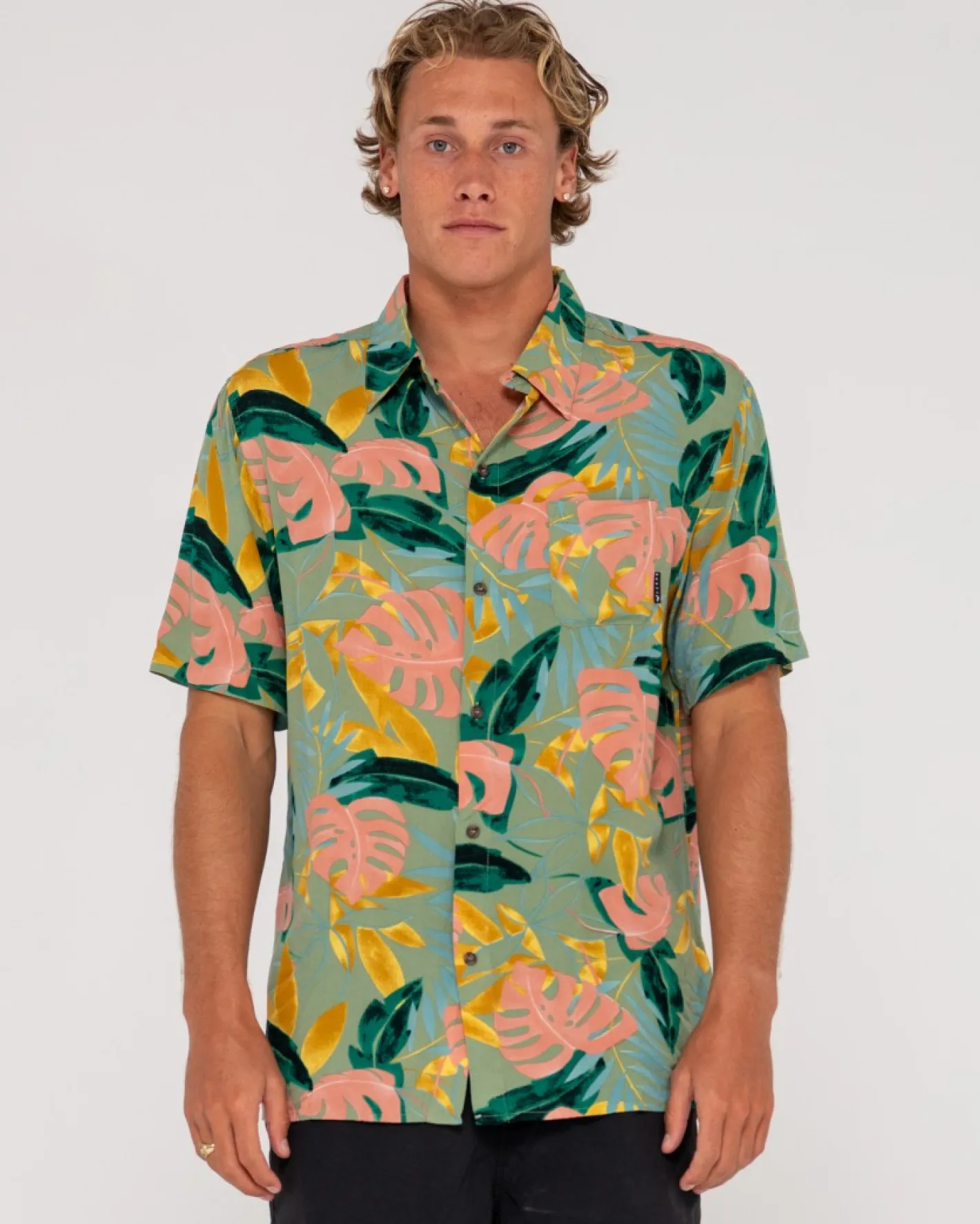 Fashion Pastel Paradise Relaxed Fit Short Sleeve Shirt Mens Shirts