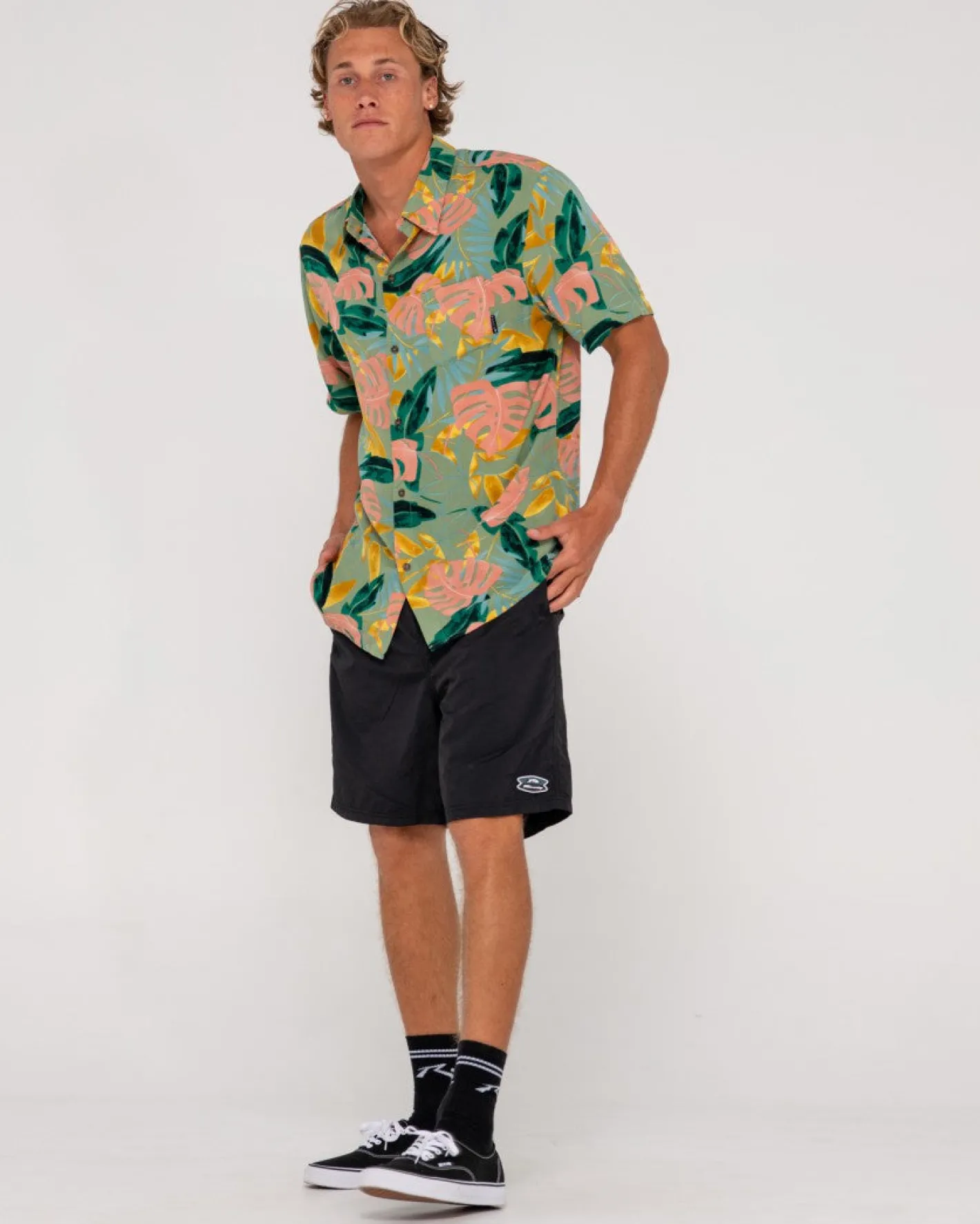 Fashion Pastel Paradise Relaxed Fit Short Sleeve Shirt Mens Shirts