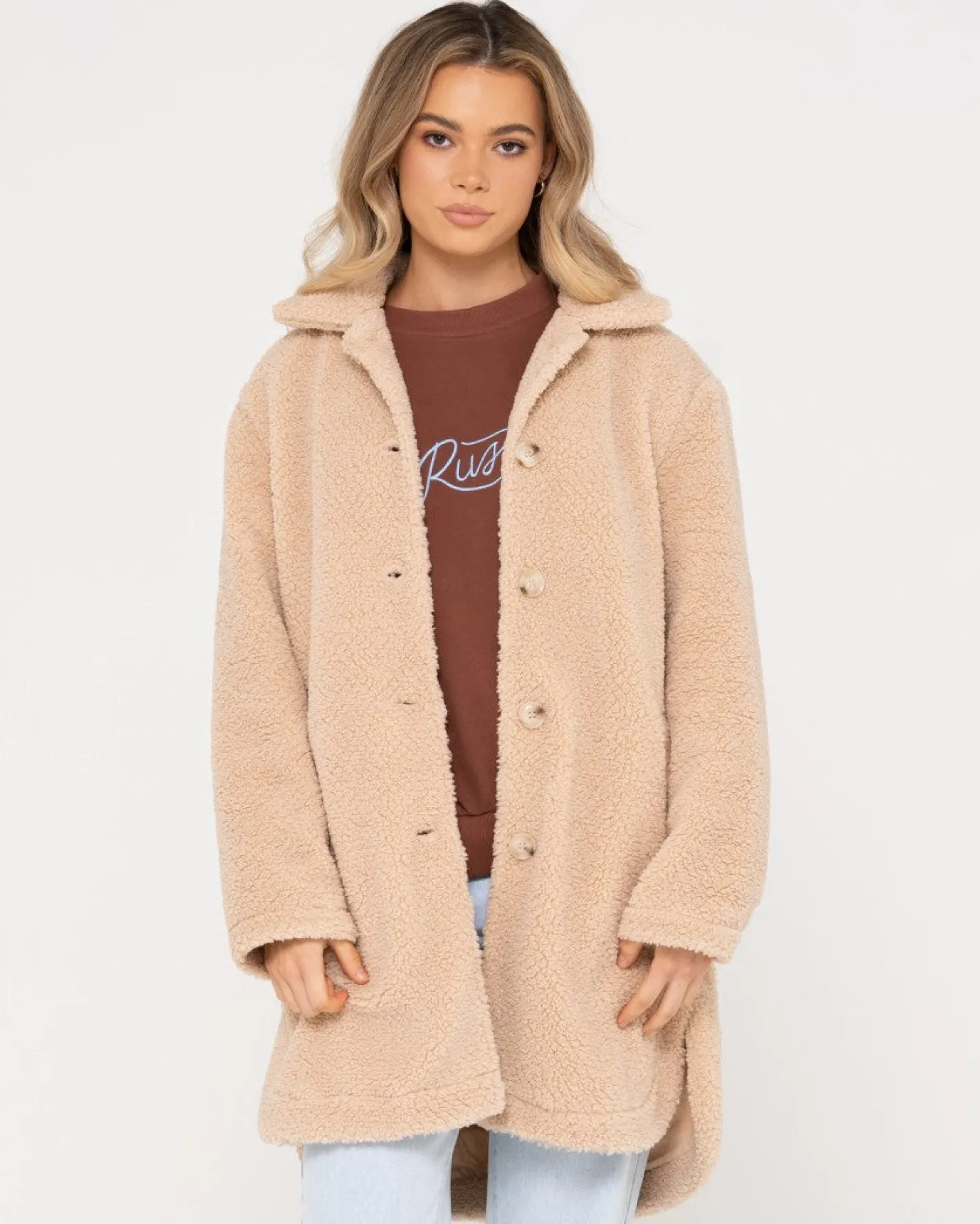Flash Sale Penelope Long Relaxed Fit Sherpa Coat Womens Jackets