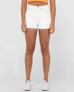 Outlet Penny Kick Flare High Waisted Denim Short Womens Shorts