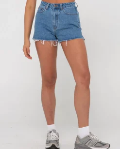 Cheap Penny Kick Flare High Waisted Denim Short Womens Denim