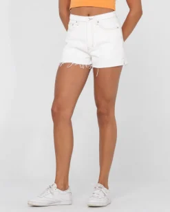 Outlet Penny Kick Flare High Waisted Denim Short Womens Shorts