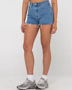Cheap Penny Kick Flare High Waisted Denim Short Womens Shorts