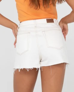 Outlet Penny Kick Flare High Waisted Denim Short Womens Shorts