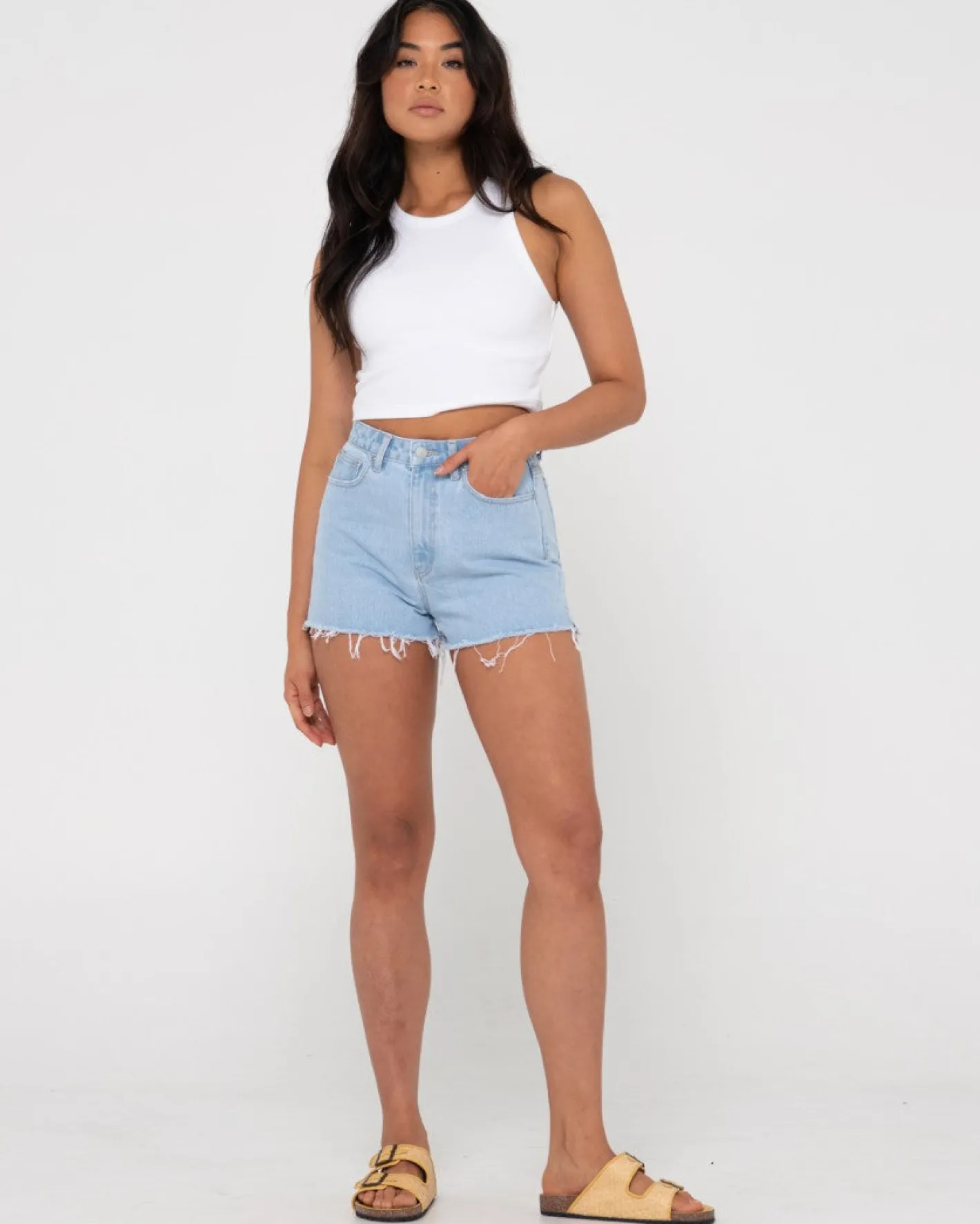 Online Penny Kick Flare High Waisted Denim Short Womens Shorts