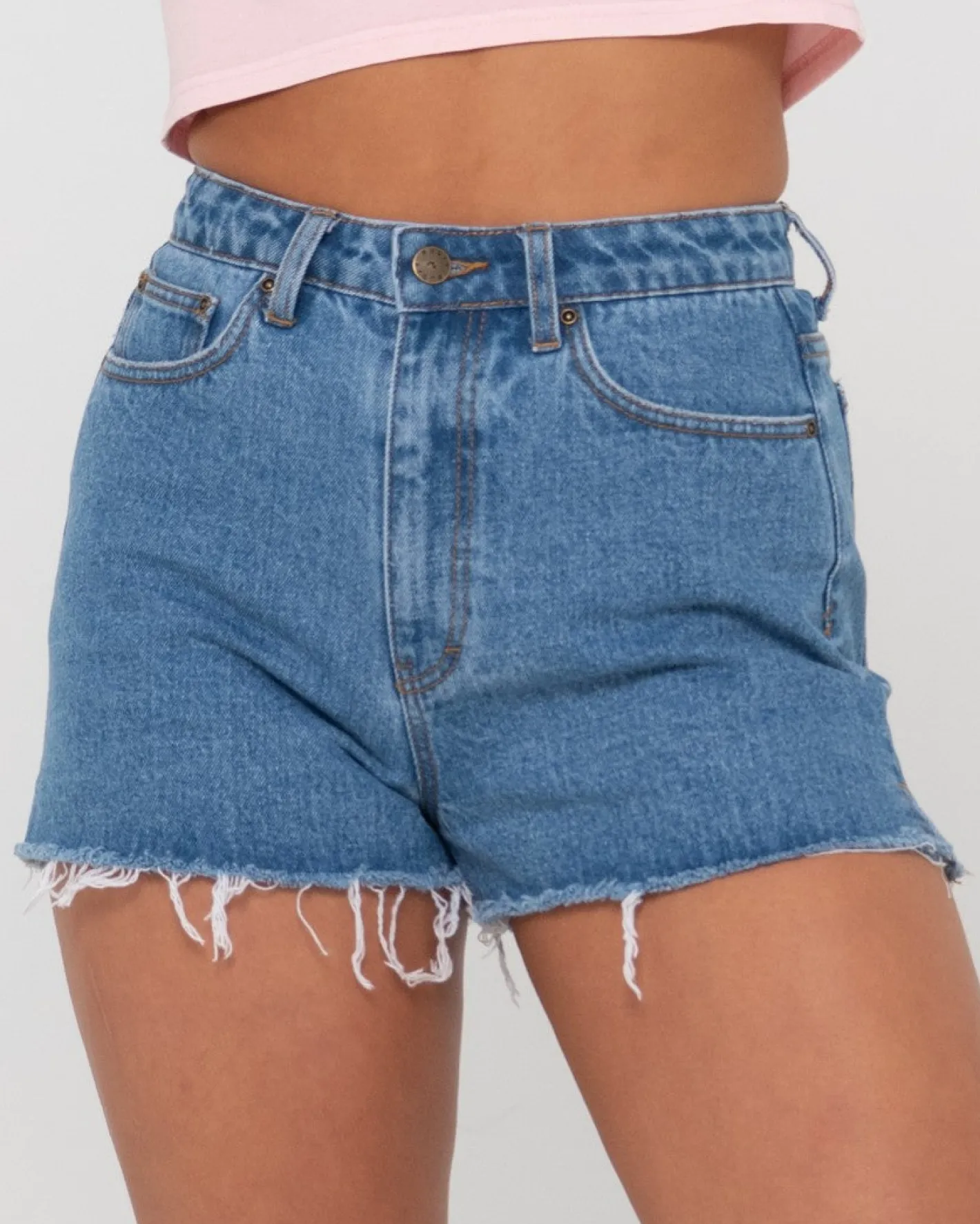 Cheap Penny Kick Flare High Waisted Denim Short Womens Denim