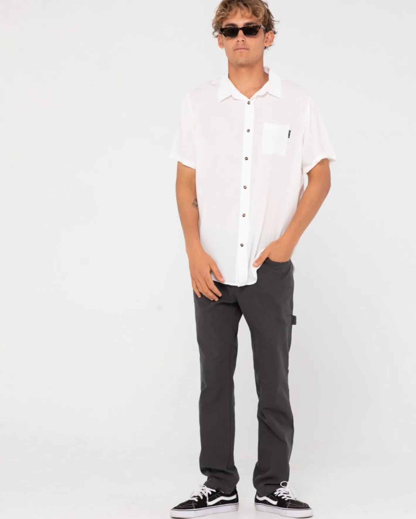 Fashion Razor Blade Short Sleeve Rayon Shirt Mens Shirts