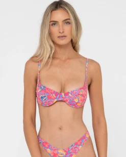 Best Sale Rio Hibiscus Printed Balconette Bikini Top Womens Bikinis