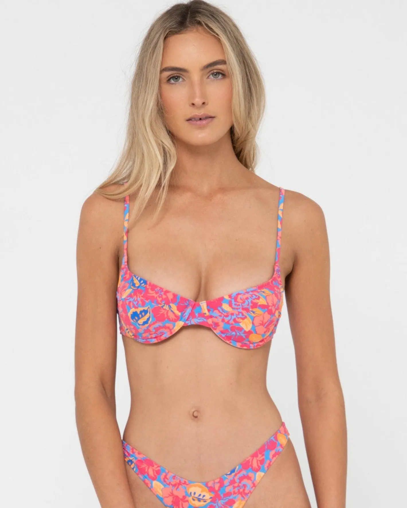 Best Sale Rio Hibiscus Printed Balconette Bikini Top Womens Bikinis