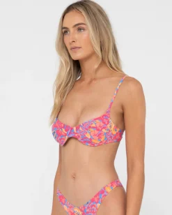 Sale Rio Hibiscus Printed Balconette Bikini Top Womens Bikini Tops