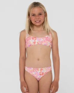 Flash Sale Rio Hibiscus Printed Bikini Set Girls Kids Swimwear