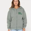 Cheap Code Oversize Zip Hooded Fleece Womens Hoodies & Fleece