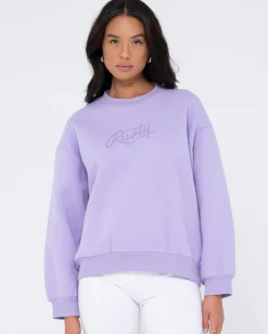 Outlet Script Oversize Crew Neck Fleece Womens Hoodies & Fleece