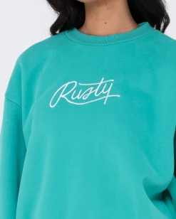 Best Script Oversize Crew Neck Fleece Womens Hoodies & Fleece