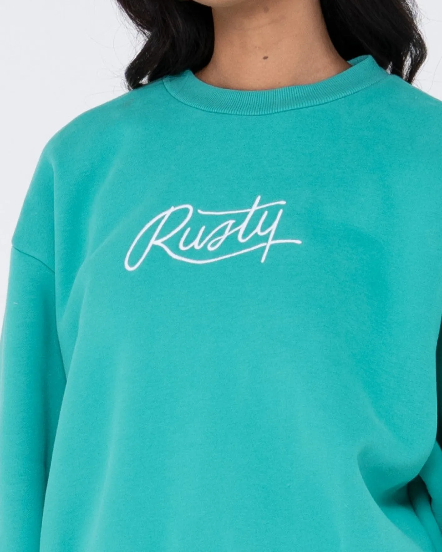 Best Script Oversize Crew Neck Fleece Womens Hoodies & Fleece