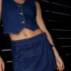 Best Sale Ryley Cropped Denim Vest Womens Fashion Tops