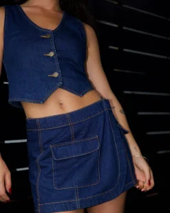 Best Sale Ryley Cropped Denim Vest Womens Fashion Tops