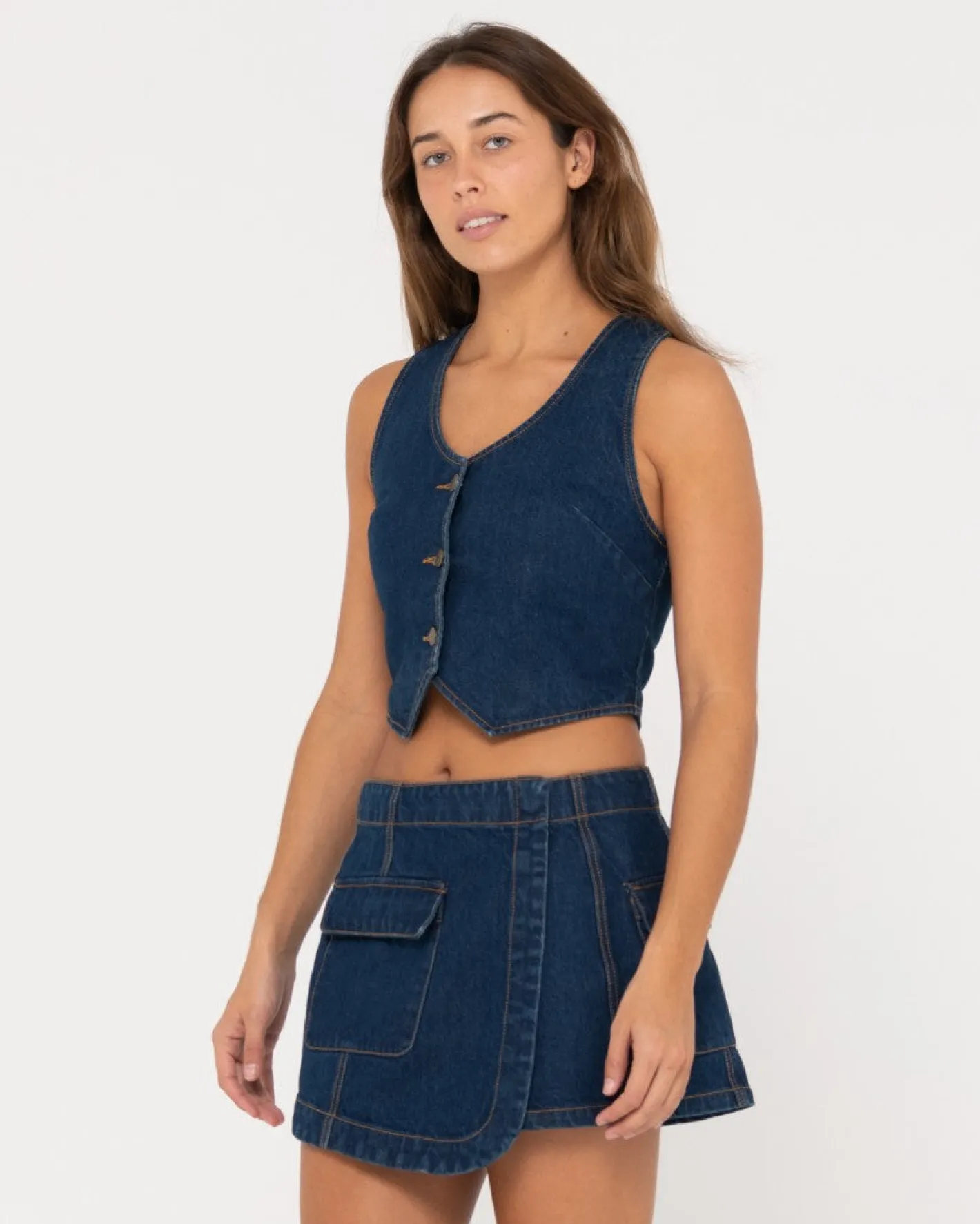 Best Sale Ryley Cropped Denim Vest Womens Fashion Tops