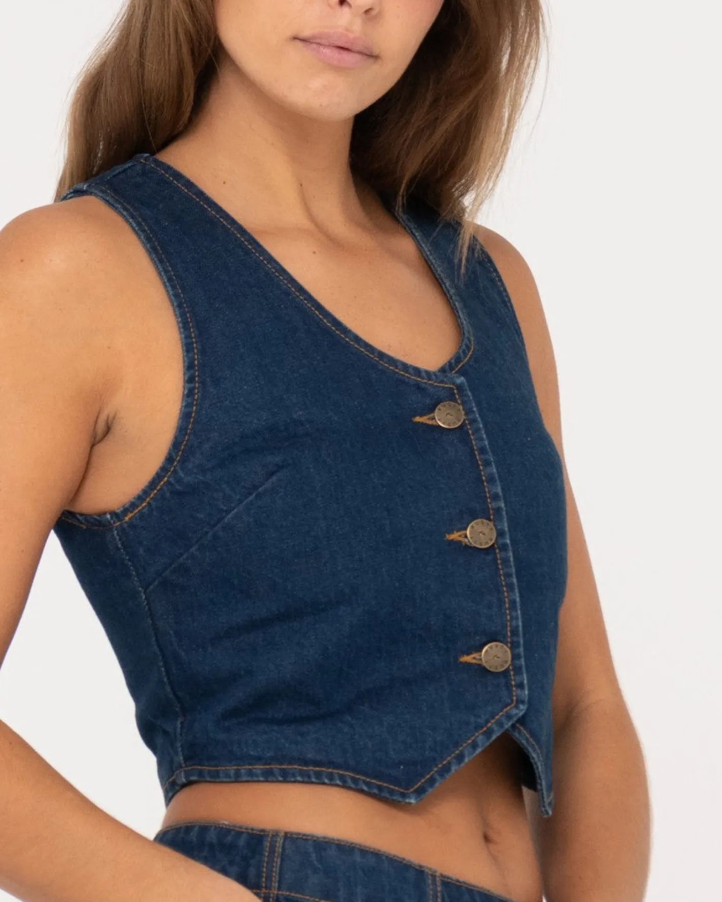 Best Sale Ryley Cropped Denim Vest Womens Fashion Tops