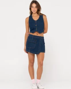 Store Ryley Low Rise Cargo Denim Mini Skirt Womens Skirts