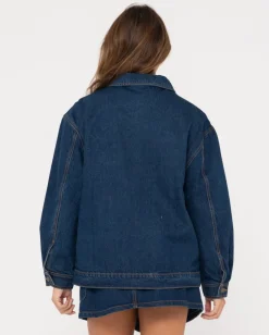Store Ryley Oversized Zip Through Denim Jacket Womens Jackets
