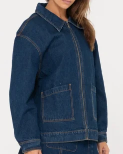Store Ryley Oversized Zip Through Denim Jacket Womens Jackets