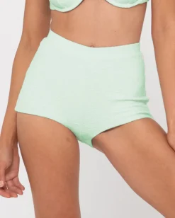 Clearance Sandalwood Textured High Waisted Surf Short Womens Bikini Bottoms