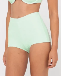 Fashion Sandalwood Textured High Waisted Surf Short Womens Bikinis