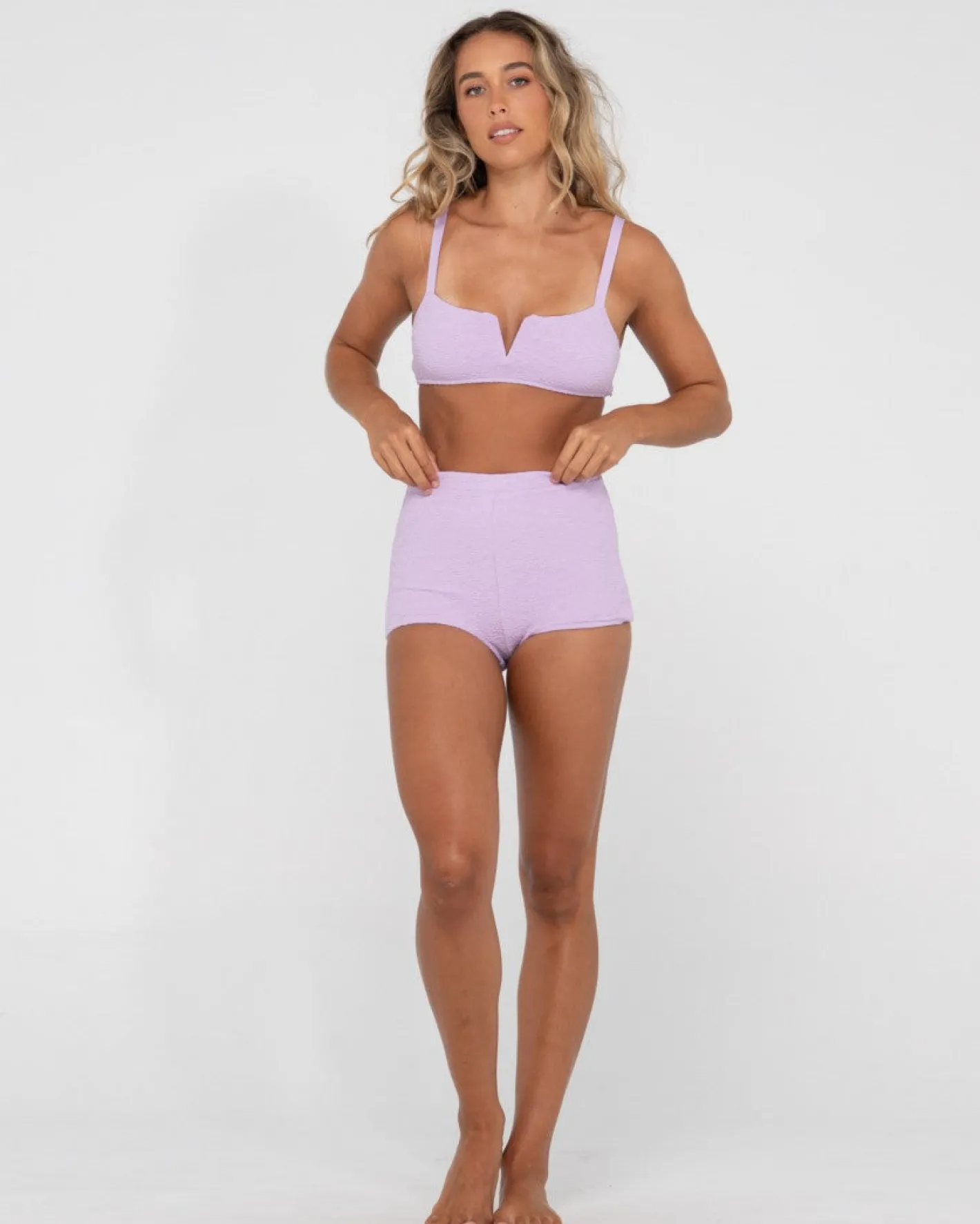 Outlet Sandalwood Textured High Waisted Surf Short Womens Boardshorts