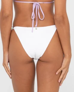 Cheap Sandalwood Textured Midi Side Ties Bikini Bottom Womens Bikinis