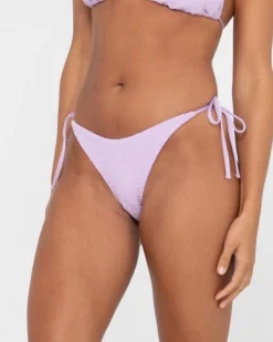 Fashion Sandalwood Textured Midi Side Ties Bikini Bottom Womens Bikinis