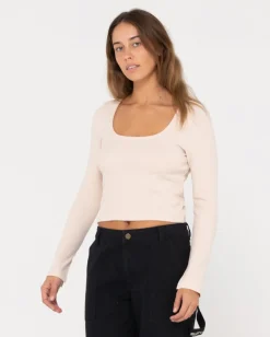 Cheap Scarlett Ribbed Long Sleeve Top Womens Fashion Tops