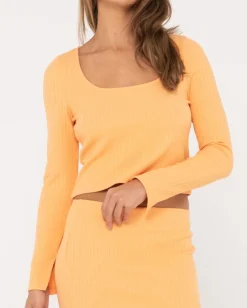 Flash Sale Scarlett Ribbed Long Sleeve Top Womens Fashion Tops