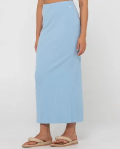 Clearance Scarlett Ribbed Mid Rise Maxi Tube Skirt Womens Skirts