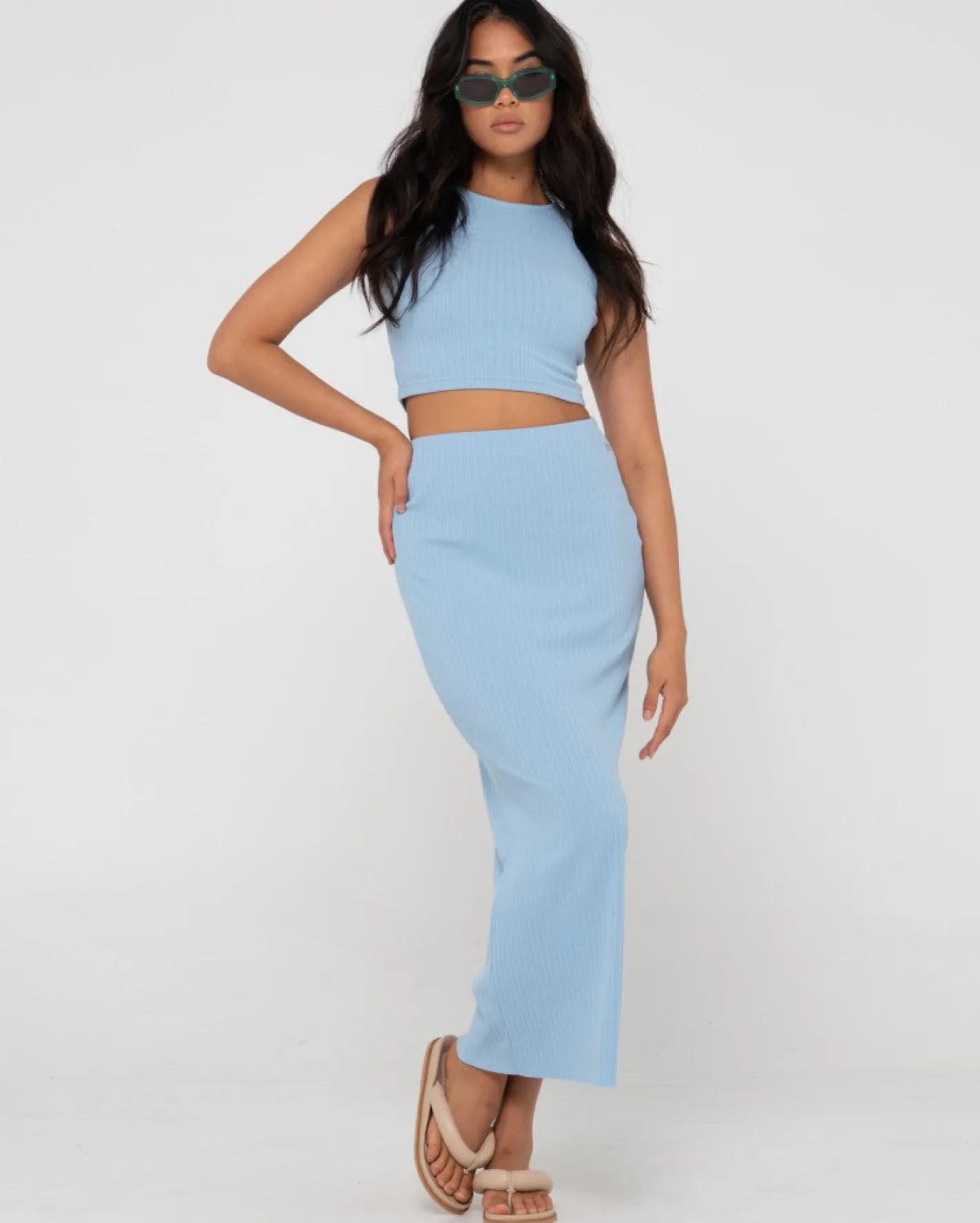Clearance Scarlett Ribbed Mid Rise Maxi Tube Skirt Womens Skirts