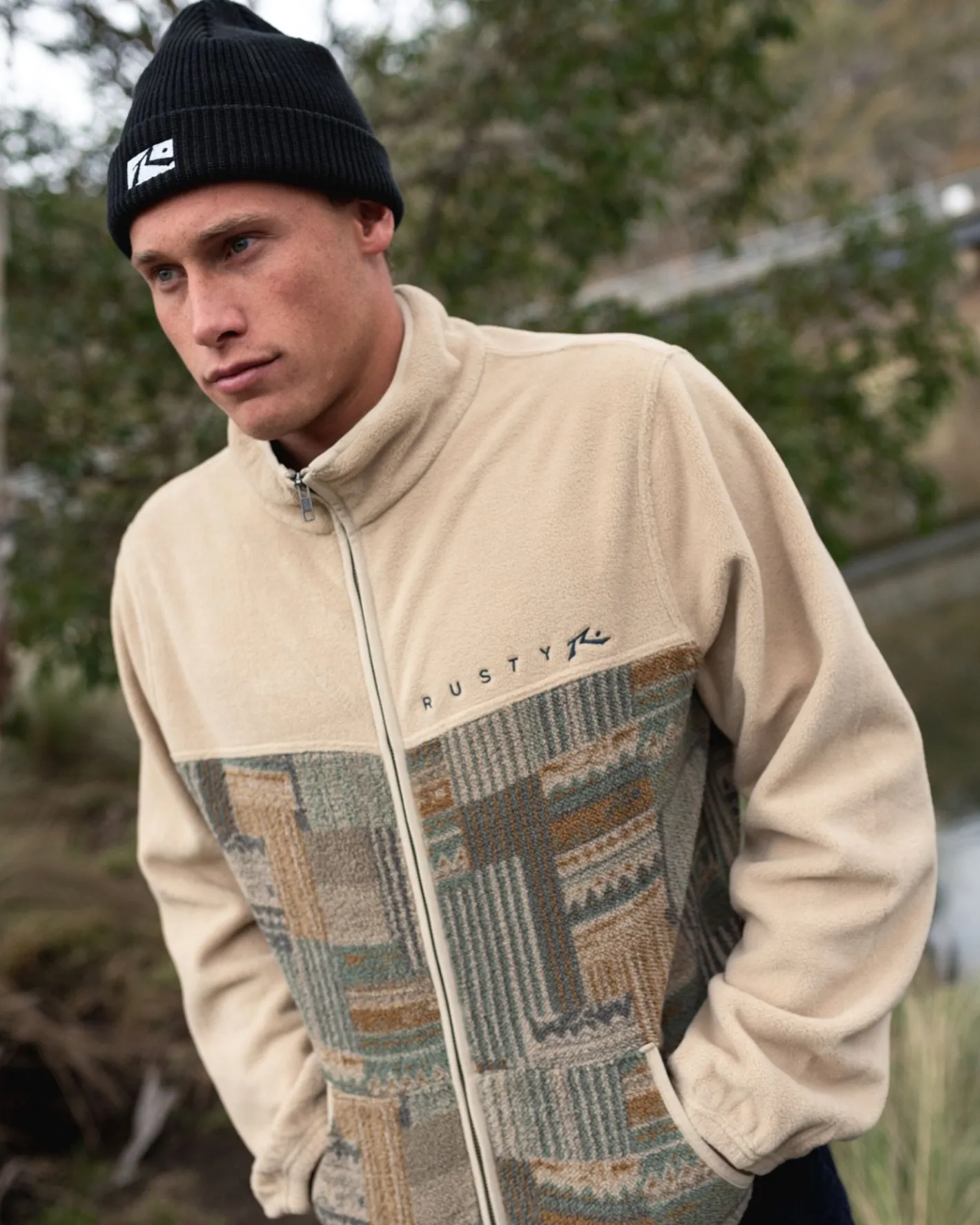 Hot Shag Paneled Full Zip Fleece Mens Hoodies & Fleece