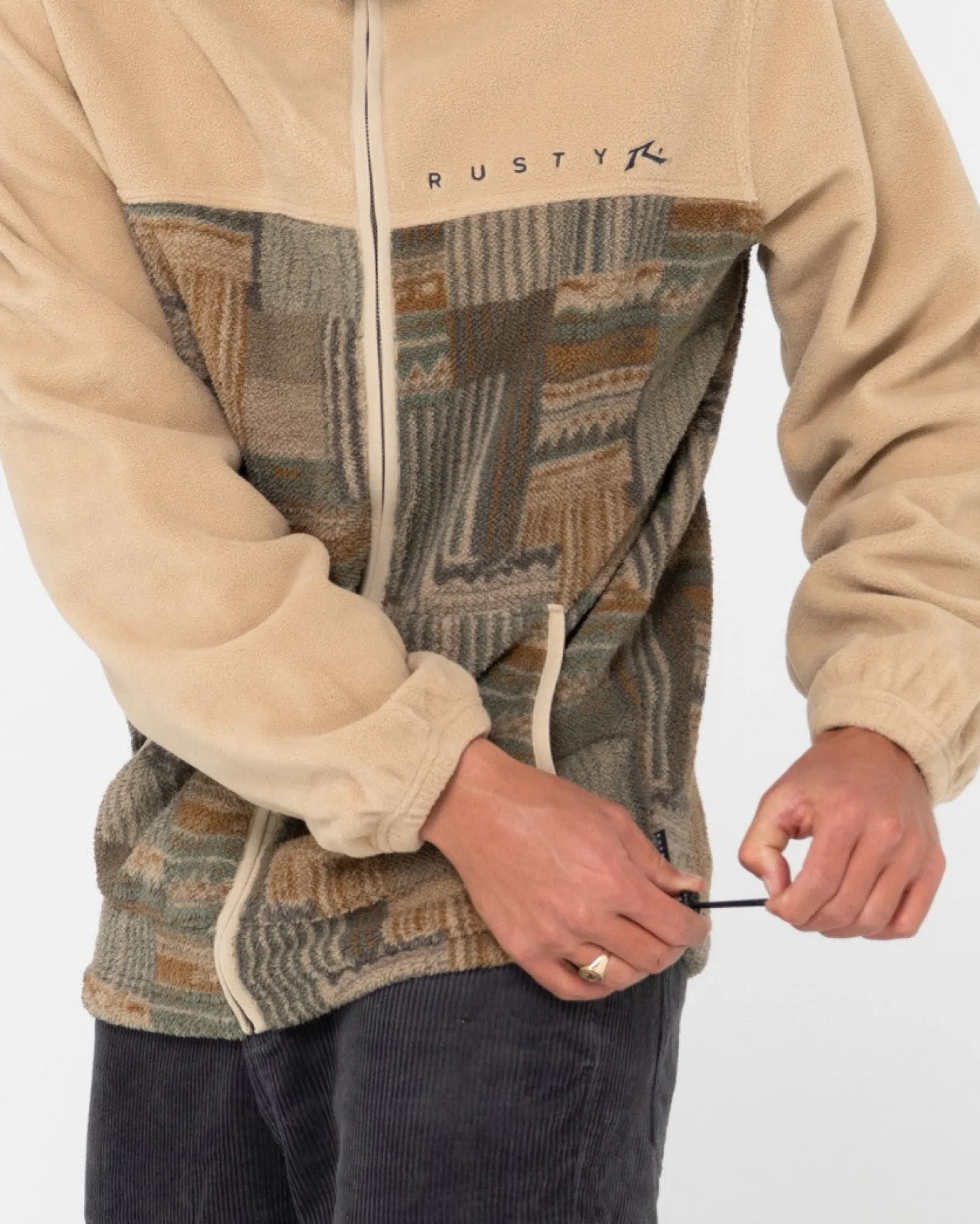 Hot Shag Paneled Full Zip Fleece Mens Hoodies & Fleece