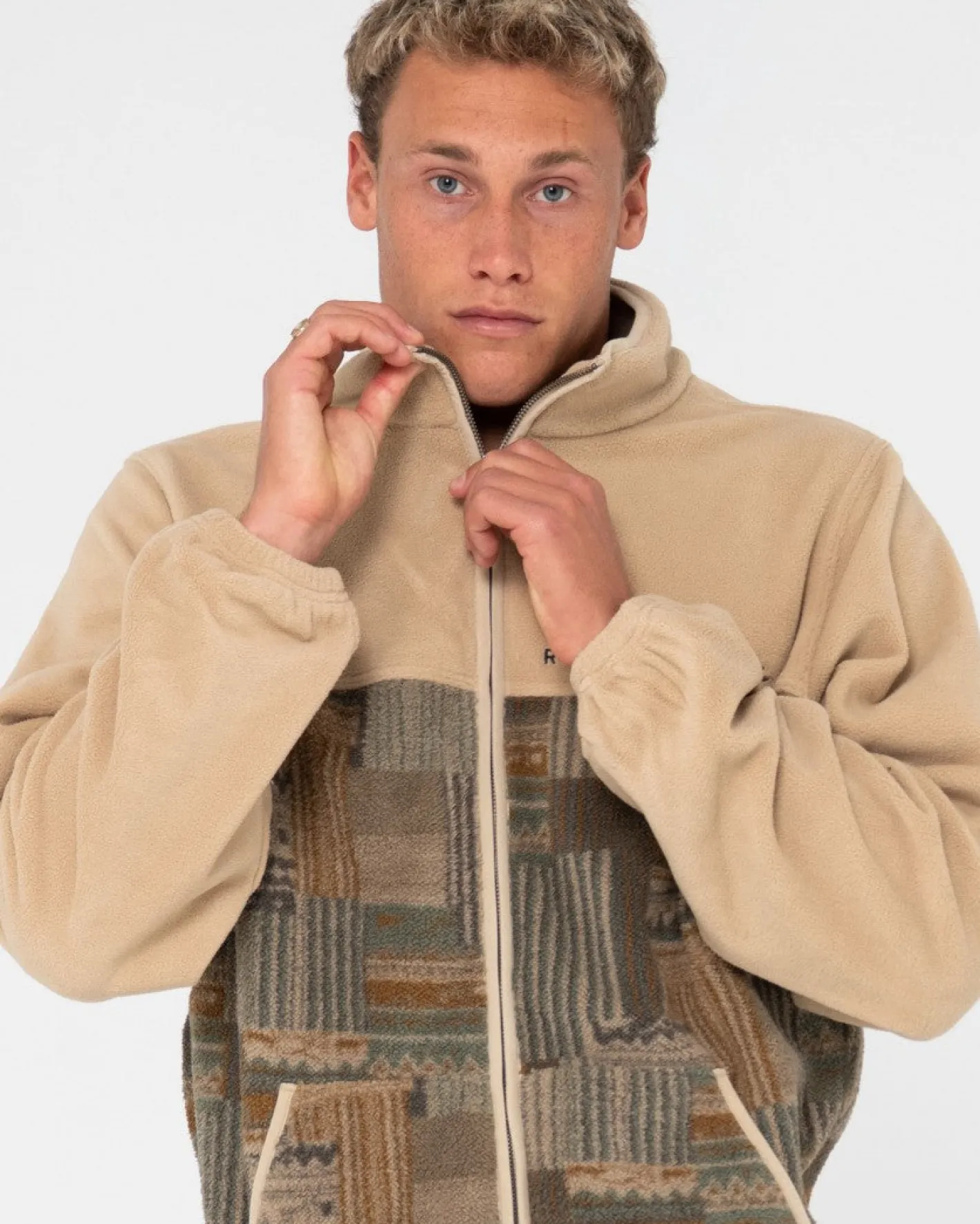 Hot Shag Paneled Full Zip Fleece Mens Hoodies & Fleece