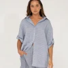 Discount Siena Striped Oversized Shirt Womens Fashion Tops
