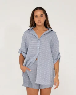 Discount Siena Striped Oversized Shirt Womens Fashion Tops