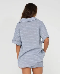 Discount Siena Striped Oversized Shirt Womens Fashion Tops