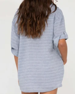 Discount Siena Striped Oversized Shirt Womens Fashion Tops