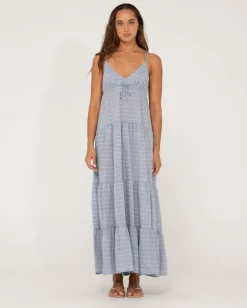 Cheap Siena Striped Tiered Maxi Dress Womens Overswim